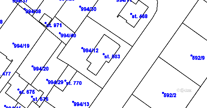 Parcela st. 503 v KÚ Hrotovice, Katastrální mapa