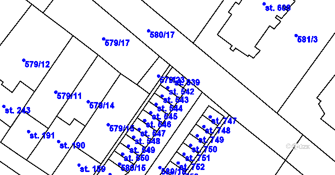 Parcela st. 542 v KÚ Hrotovice, Katastrální mapa