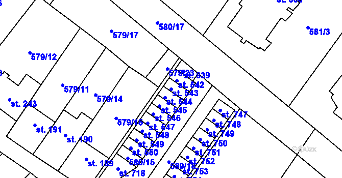 Parcela st. 543 v KÚ Hrotovice, Katastrální mapa