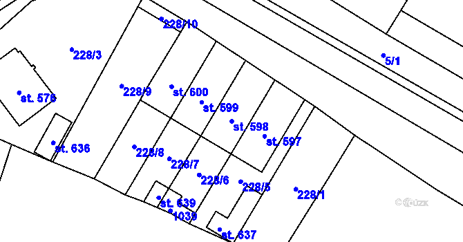 Parcela st. 598 v KÚ Hrotovice, Katastrální mapa