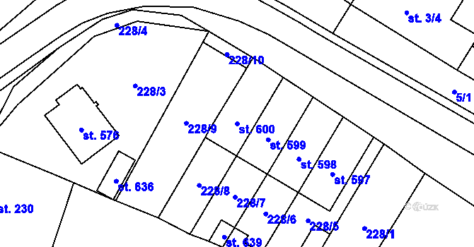 Parcela st. 600 v KÚ Hrotovice, Katastrální mapa