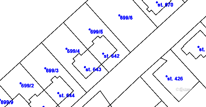 Parcela st. 642 v KÚ Hrotovice, Katastrální mapa