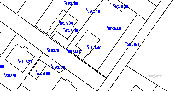Parcela st. 649 v KÚ Hrotovice, Katastrální mapa