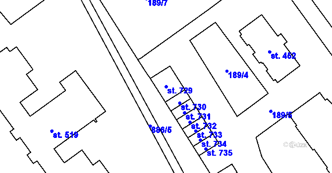 Parcela st. 729 v KÚ Hrotovice, Katastrální mapa