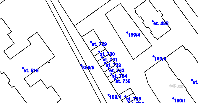 Parcela st. 730 v KÚ Hrotovice, Katastrální mapa