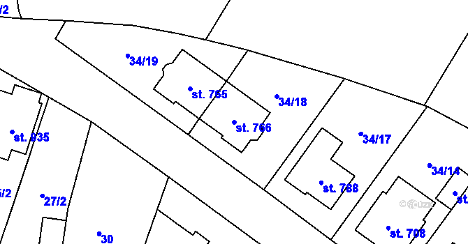 Parcela st. 766 v KÚ Hrotovice, Katastrální mapa