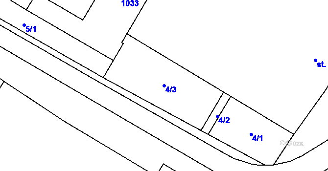Parcela st. 4/3 v KÚ Hrotovice, Katastrální mapa