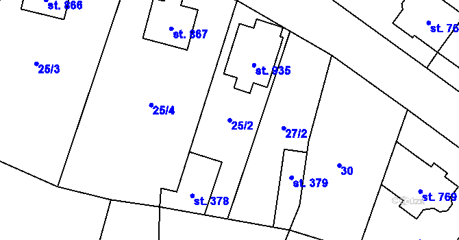 Parcela st. 25/2 v KÚ Hrotovice, Katastrální mapa