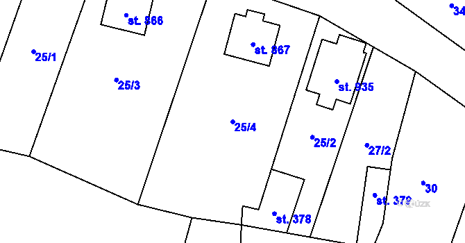 Parcela st. 25/4 v KÚ Hrotovice, Katastrální mapa