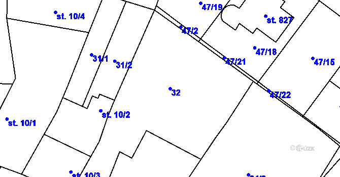 Parcela st. 32 v KÚ Hrotovice, Katastrální mapa