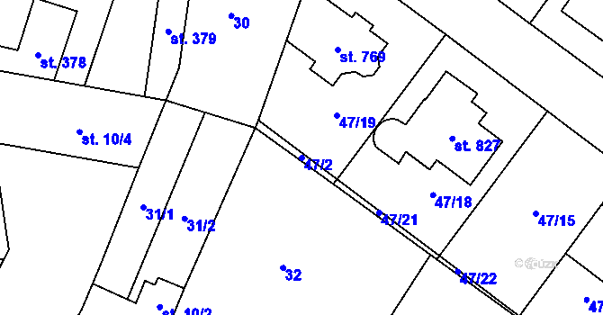 Parcela st. 47/2 v KÚ Hrotovice, Katastrální mapa
