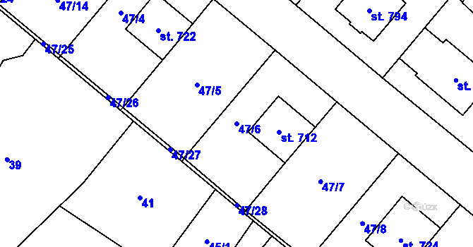 Parcela st. 47/6 v KÚ Hrotovice, Katastrální mapa