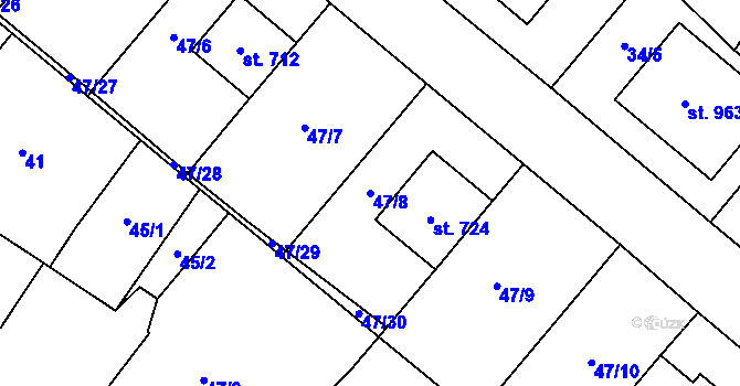 Parcela st. 47/8 v KÚ Hrotovice, Katastrální mapa