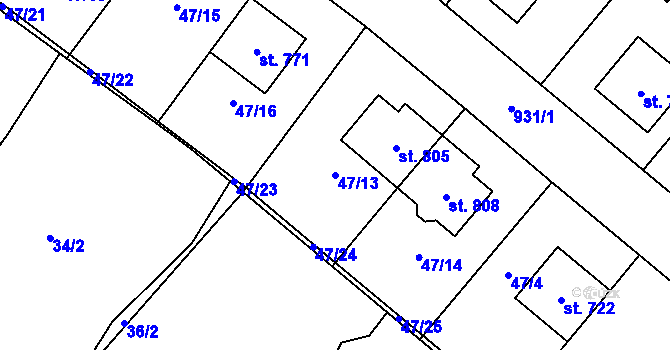 Parcela st. 47/13 v KÚ Hrotovice, Katastrální mapa