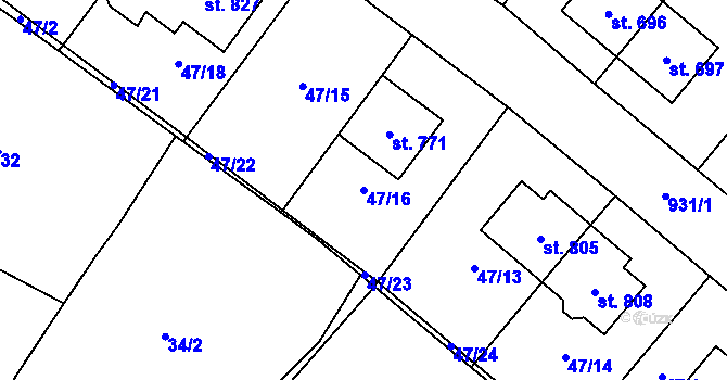 Parcela st. 47/16 v KÚ Hrotovice, Katastrální mapa
