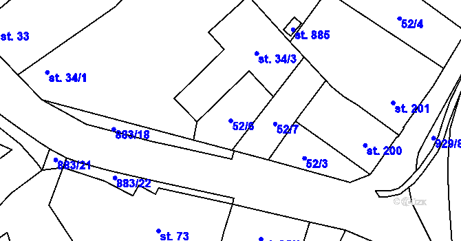 Parcela st. 52/6 v KÚ Hrotovice, Katastrální mapa