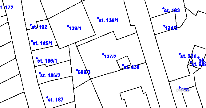 Parcela st. 137/2 v KÚ Hrotovice, Katastrální mapa