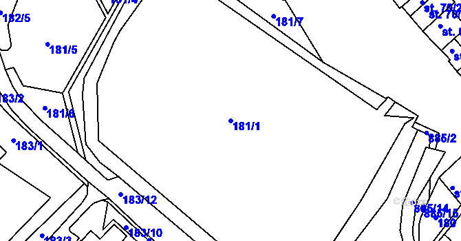 Parcela st. 181/1 v KÚ Hrotovice, Katastrální mapa
