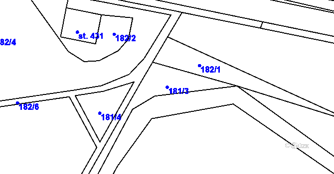 Parcela st. 181/3 v KÚ Hrotovice, Katastrální mapa
