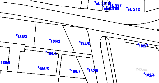 Parcela st. 182/8 v KÚ Hrotovice, Katastrální mapa