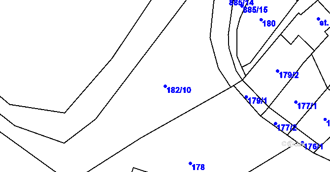 Parcela st. 182/10 v KÚ Hrotovice, Katastrální mapa