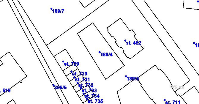 Parcela st. 189/4 v KÚ Hrotovice, Katastrální mapa