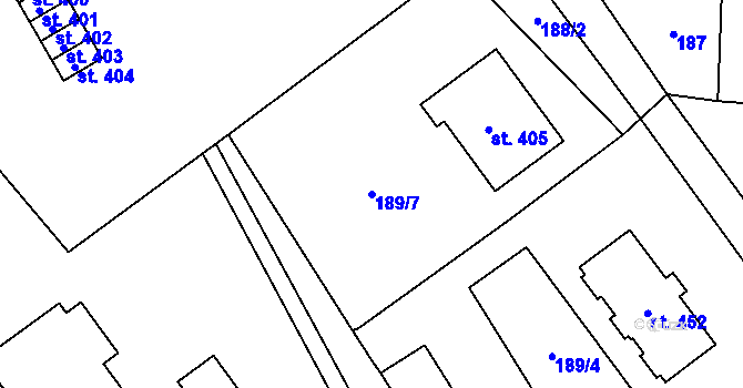 Parcela st. 189/7 v KÚ Hrotovice, Katastrální mapa