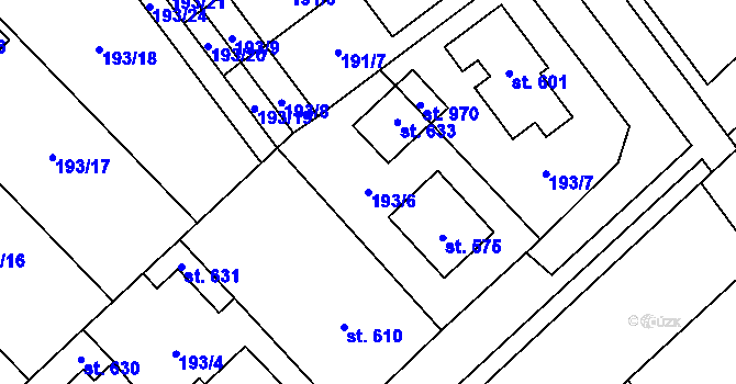 Parcela st. 193/6 v KÚ Hrotovice, Katastrální mapa