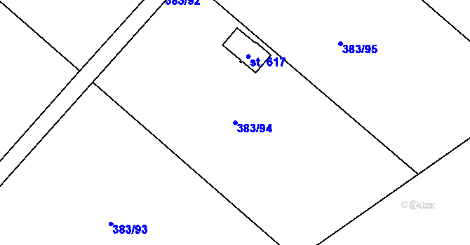 Parcela st. 383/94 v KÚ Hrotovice, Katastrální mapa