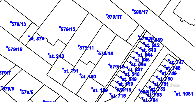 Parcela st. 579/14 v KÚ Hrotovice, Katastrální mapa