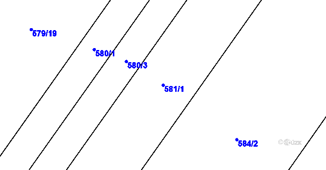 Parcela st. 581/1 v KÚ Hrotovice, Katastrální mapa