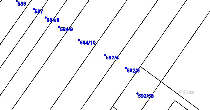 Parcela st. 592/4 v KÚ Hrotovice, Katastrální mapa