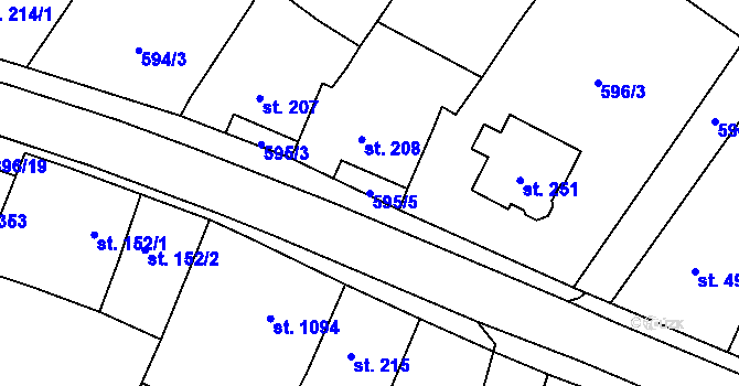 Parcela st. 595/5 v KÚ Hrotovice, Katastrální mapa
