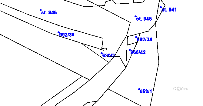 Parcela st. 620/3 v KÚ Hrotovice, Katastrální mapa