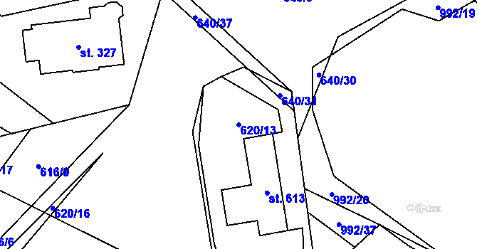 Parcela st. 620/13 v KÚ Hrotovice, Katastrální mapa