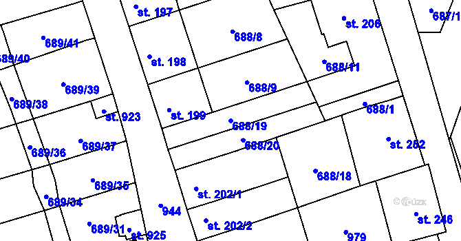 Parcela st. 688/19 v KÚ Hrotovice, Katastrální mapa