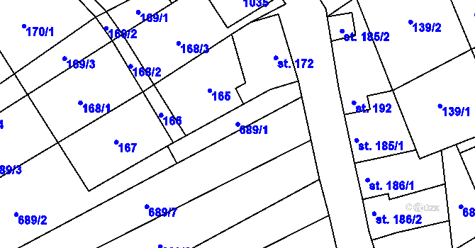 Parcela st. 689/1 v KÚ Hrotovice, Katastrální mapa