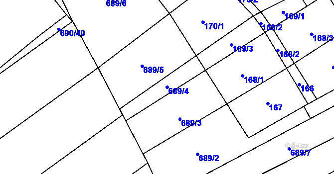 Parcela st. 689/4 v KÚ Hrotovice, Katastrální mapa