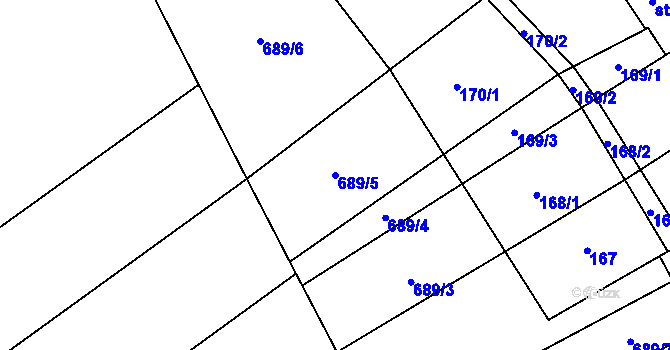 Parcela st. 689/5 v KÚ Hrotovice, Katastrální mapa