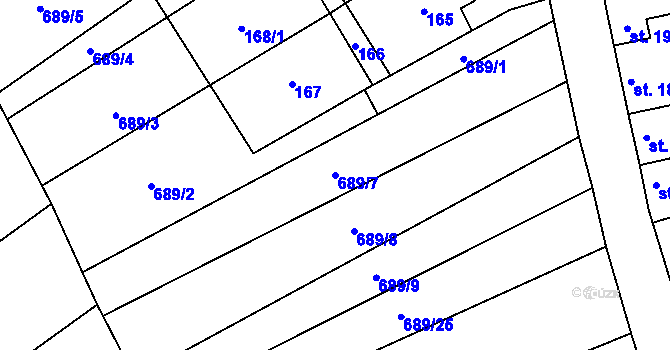 Parcela st. 689/7 v KÚ Hrotovice, Katastrální mapa