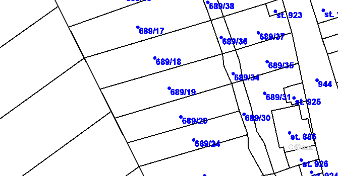 Parcela st. 689/19 v KÚ Hrotovice, Katastrální mapa