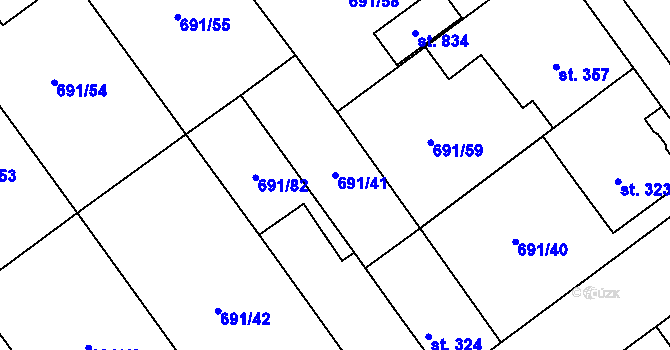 Parcela st. 691/41 v KÚ Hrotovice, Katastrální mapa