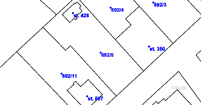 Parcela st. 692/5 v KÚ Hrotovice, Katastrální mapa