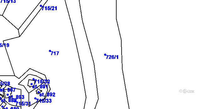 Parcela st. 726/1 v KÚ Hrotovice, Katastrální mapa