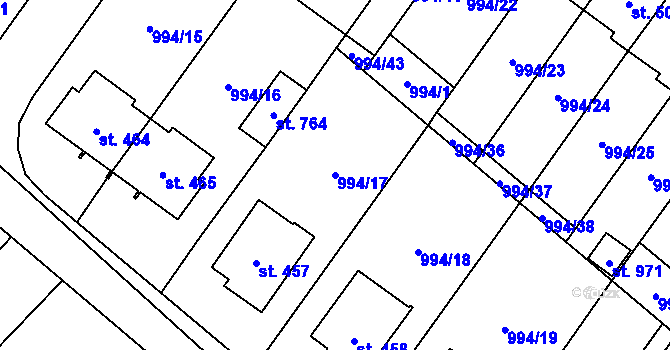 Parcela st. 994/17 v KÚ Hrotovice, Katastrální mapa
