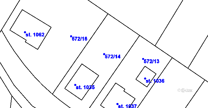 Parcela st. 572/14 v KÚ Hrotovice, Katastrální mapa