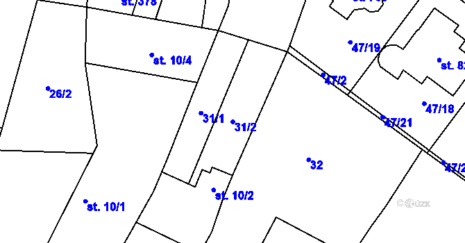 Parcela st. 31/2 v KÚ Hrotovice, Katastrální mapa