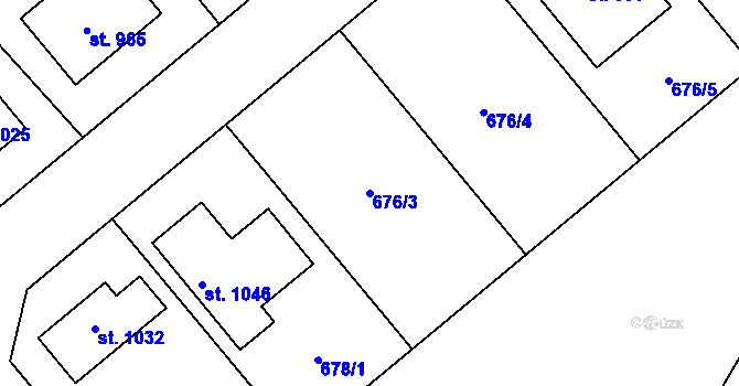 Parcela st. 676/3 v KÚ Hrotovice, Katastrální mapa