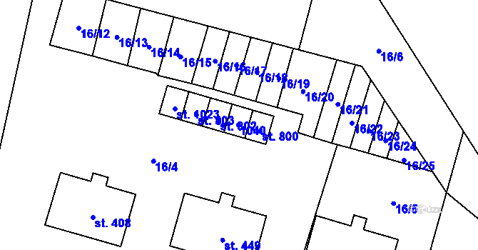 Parcela st. 801 v KÚ Hrotovice, Katastrální mapa