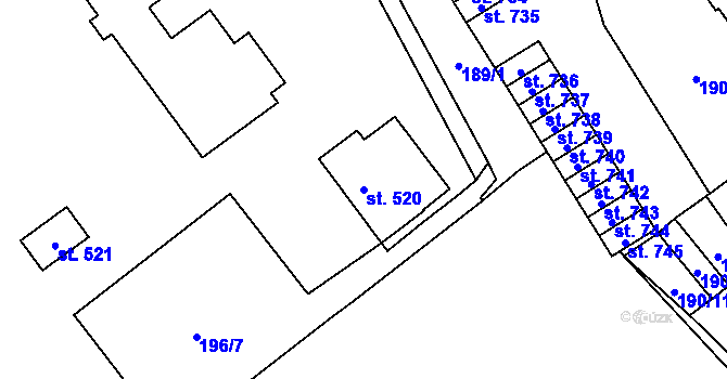 Parcela st. 520 v KÚ Hrotovice, Katastrální mapa